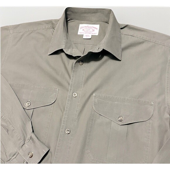 CC Filson Men’s Large 12014 OG Otter Green Cotton Twill Field Work Shirt EUC - Picture 1 of 10